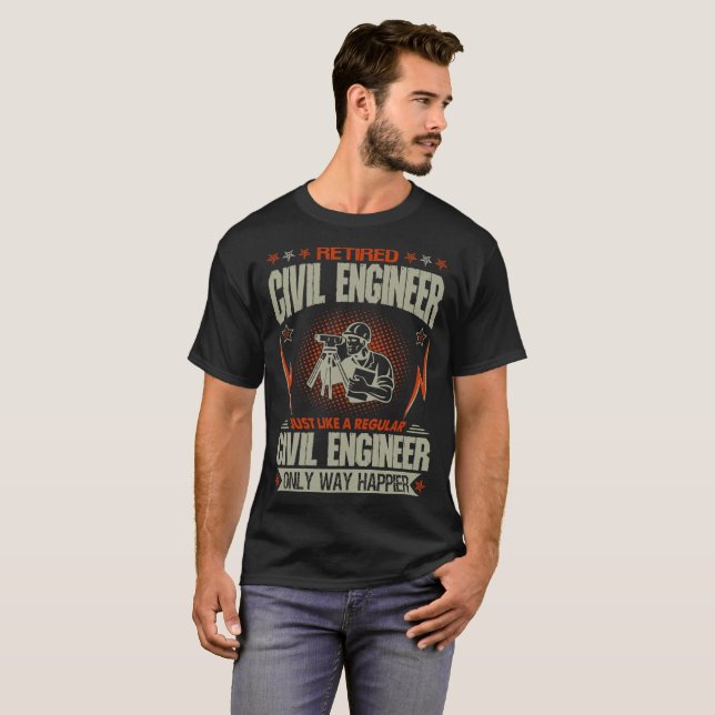 Camiseta Engenheiro civil aposentado como a maneira regular (Frente Completa)