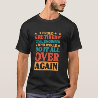 Camiseta Engenheiro civil aposentado e Engenheiro mecânico