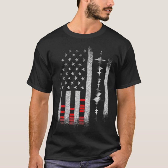 Camiseta Engenheiro de áudio Studio EUA Sinalizador Cara de (Frente)