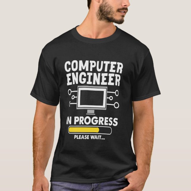 Camiseta Engenheiro de Computador Em Andamento Aguarde (Frente)