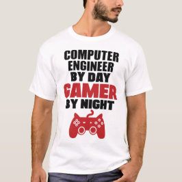 Camiseta Engenheiro de computador por jogador de dia à noit