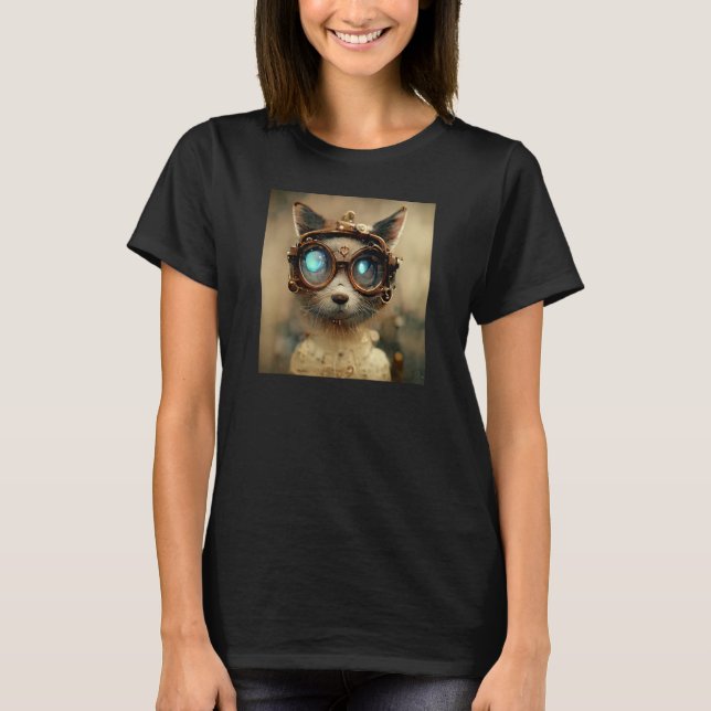 Camiseta Engenheiro de Gato de Gatinho Steampunk (Frente)