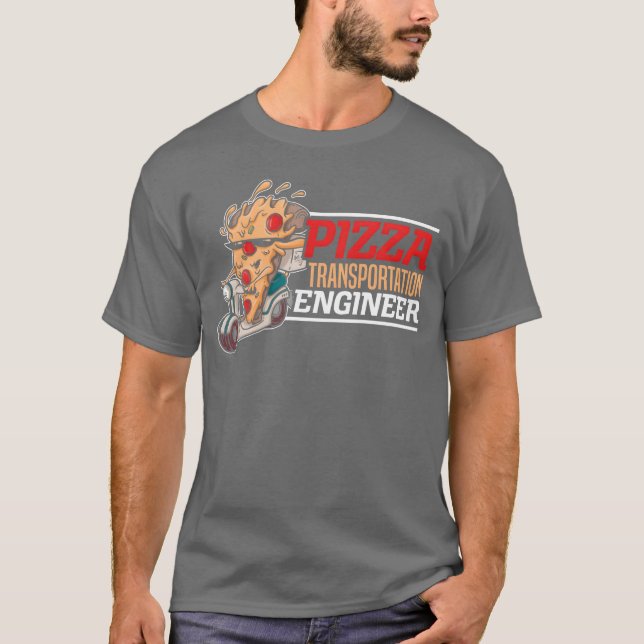 Camiseta Engenheiro de Pizzaransporte Cara de Entrega de Co (Frente)