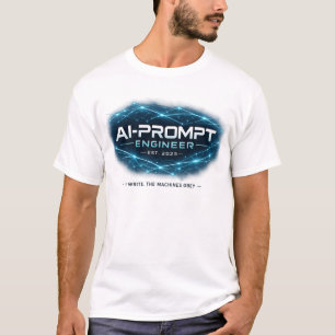 Camiseta Engenheiro de Prompt de IA Est. 2023 Humor de Trab