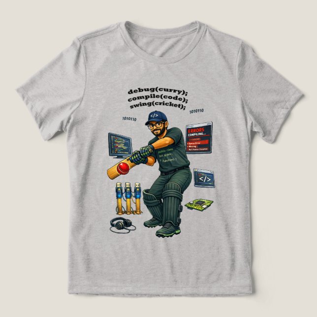 Camiseta Engenheiro de Software Indiano Codificador Jogando (Design frontal)