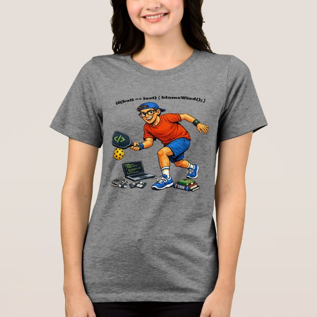 Camiseta Engenheiro de Software Jogando Pickleball com uma  (Frente)
