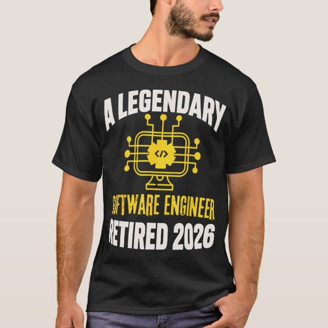 Camiseta Engenheiro de Software Lendário Aposentado 2026 En (Frente)