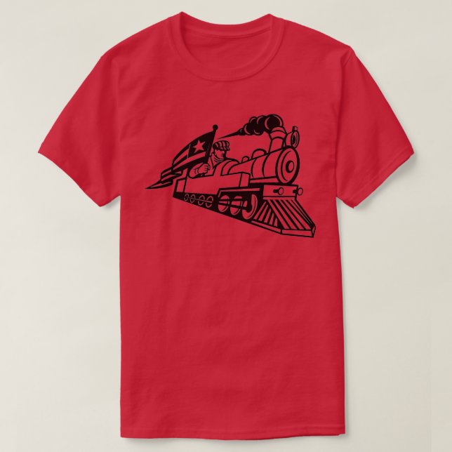 Camiseta Engenheiro do comboio com locomotiva a vapor (Frente do Design)