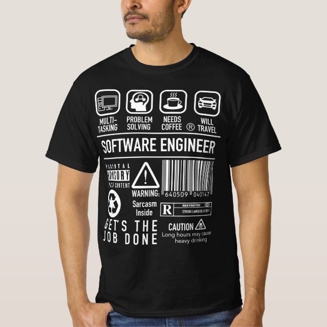Camiseta Engenheiro engraçado de software com símbolos (Frente)