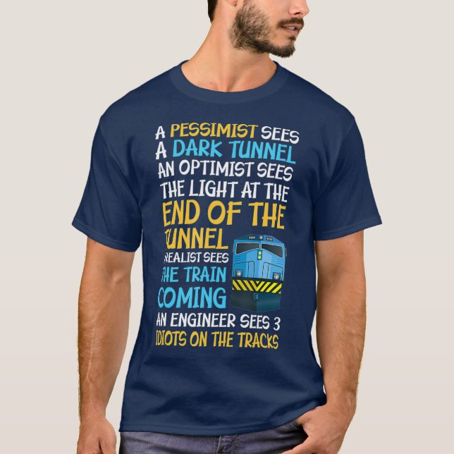 Camiseta Engenheiro Funny Railroad, Presente 3 Idiotas Em (Frente)