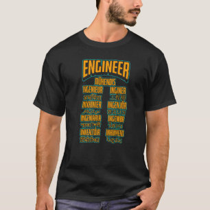 Camiseta Engenheiro Idiomas de Palavras Engenharia Mecânica