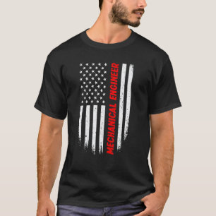 Camiseta Engenheiro Mecânico da Bandeira Americana de 4 de