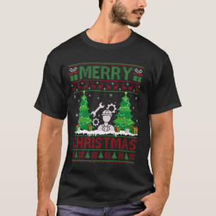 Camiseta Engenheiro Mecânico Ugly Christmas Tree Lighting