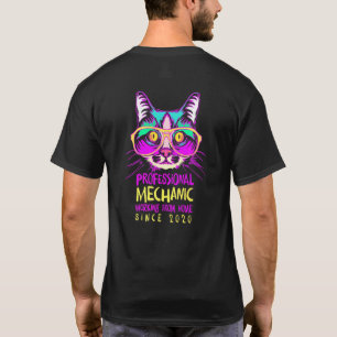 Camiseta Engenheiro Trabalhando De Casa Construtor de Gato 