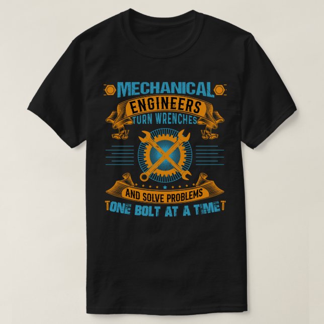 Camiseta Engenheiros mecânicos - Soluções com problemas (Frente do Design)