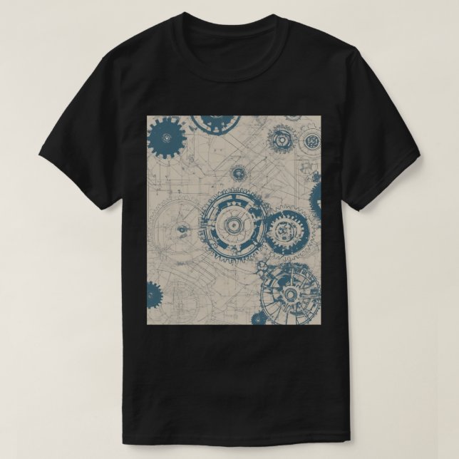 Camiseta Engineer Blueprint Gears Architecture Structural D (Frente do Design)