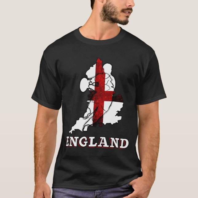Camiseta England Rugby English Flag e Rugby Player Silhou (Frente)