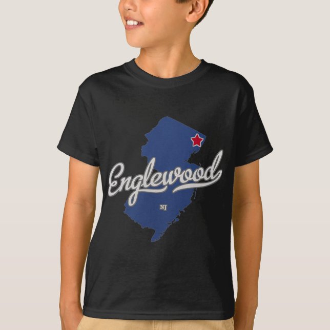 Camiseta Englewood New Jersey Nj Map  (Frente)