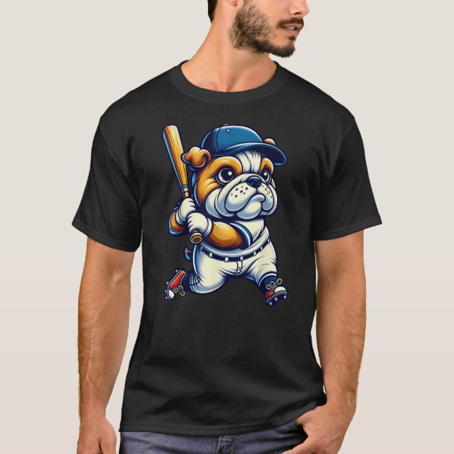 Camiseta English Bulldog Baseball Player Dog Lover Men Wome (Frente)