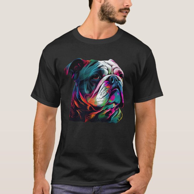 Camiseta English Bulldog  Colorful Pop English Bulldog (Frente)