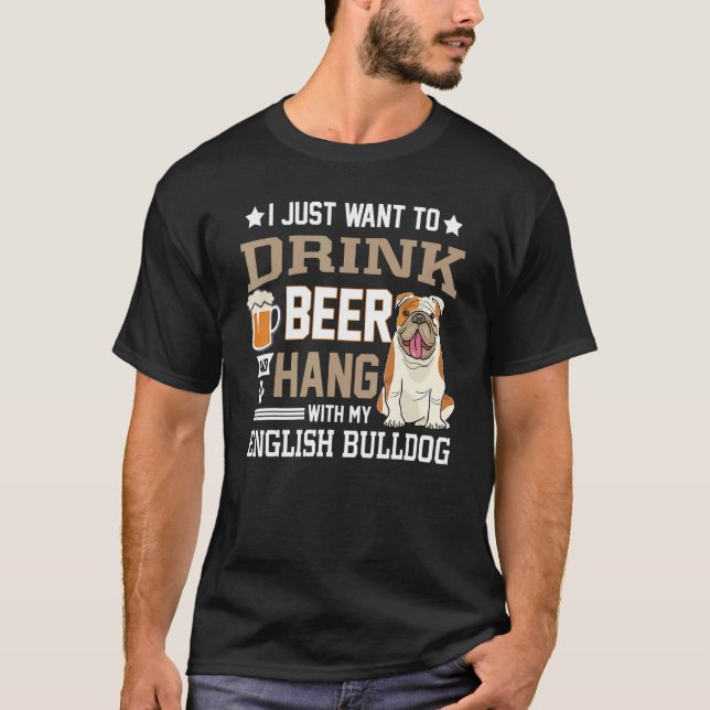Camiseta English Bulldog Dad   British Dog  Beer (Frente)