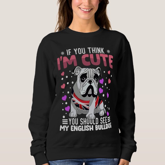 Camiseta English Bulldog Heart Valentine's Day Animal For W (Frente)