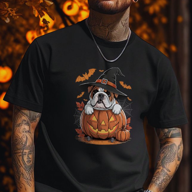 Camiseta English Bulldog Pumpkin Halloween Thanksgiving (Criador carregado)