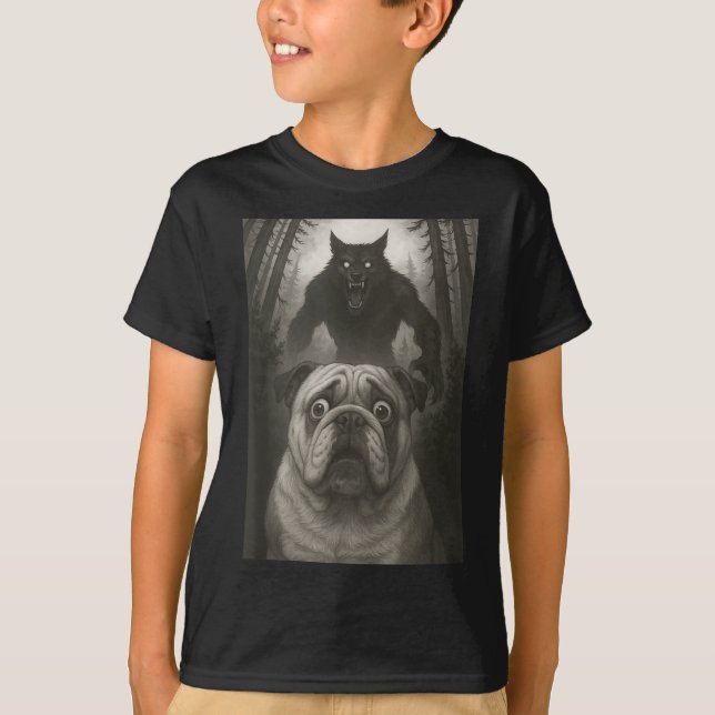 Camiseta English Bulldog Selfie With Werewolf Funny  (Frente)