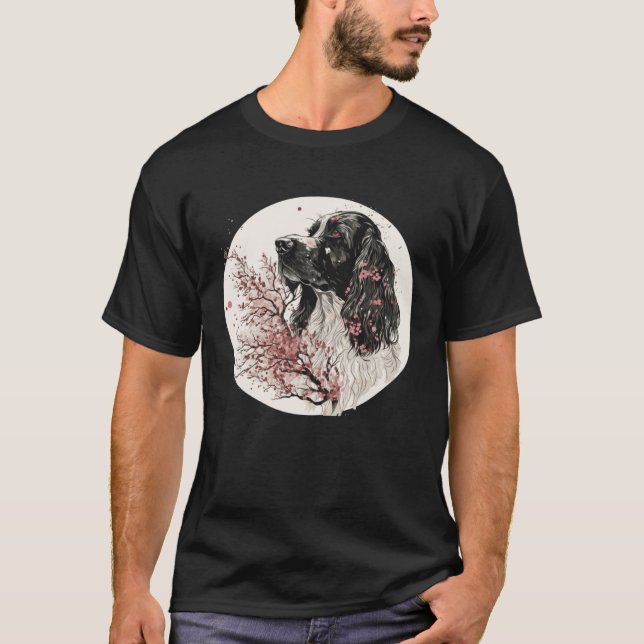 Camiseta English Cocker Spaniel Cherry Blossom Dog Breed Ja (Frente)
