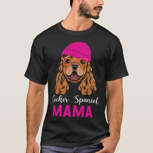 Camiseta English Cocker Spaniel dog owner mother glasses an (Frente)