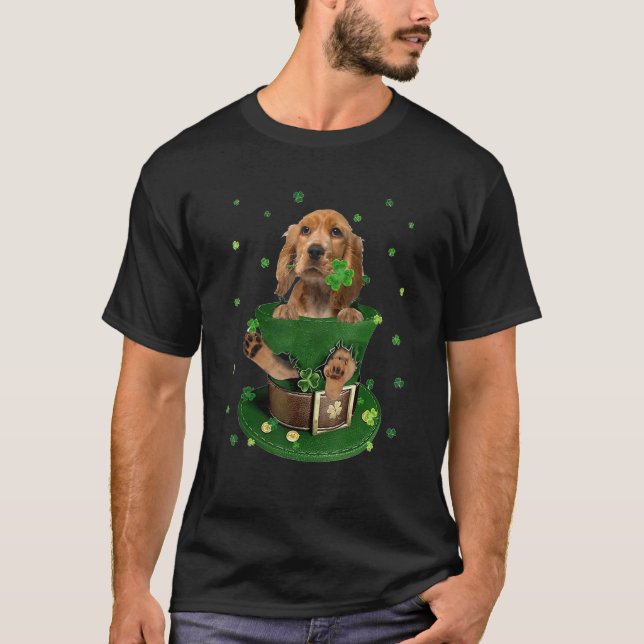 Camiseta English Cocker Spaniel Shamrock Paw C St Patrick's (Frente)
