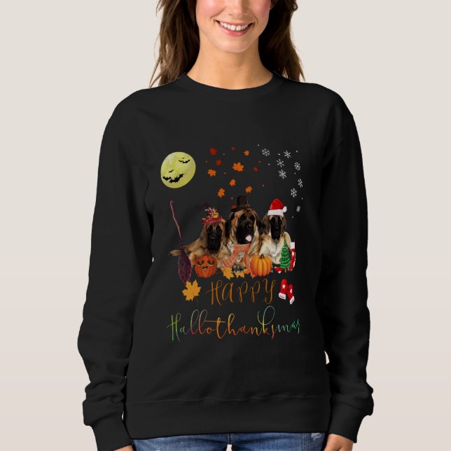 Camiseta English Mastiff Dog Happy Hallothanksmas Family Xm (Frente)