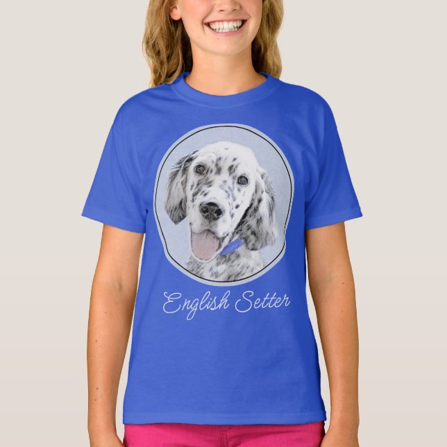 Camiseta English Setter Blue Belton Painting Dog Art T-Shir (Frente)