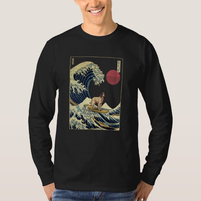Camiseta English Setter Japanese Kanagawa Wave  Surf Dog (Frente)