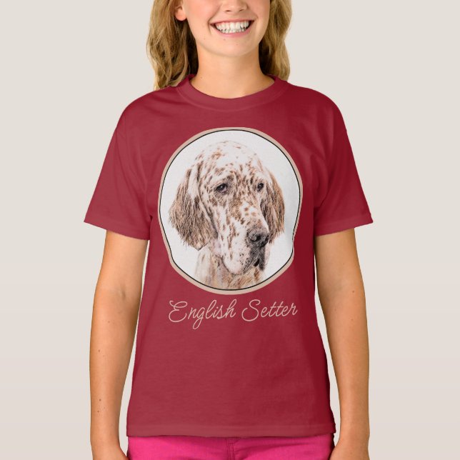 Camiseta English Setter Orange Belton Painting Dog Art T-Sh (Frente)