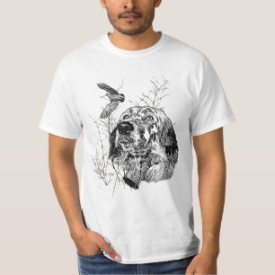 Camiseta English Setter, Woodcock caçando
