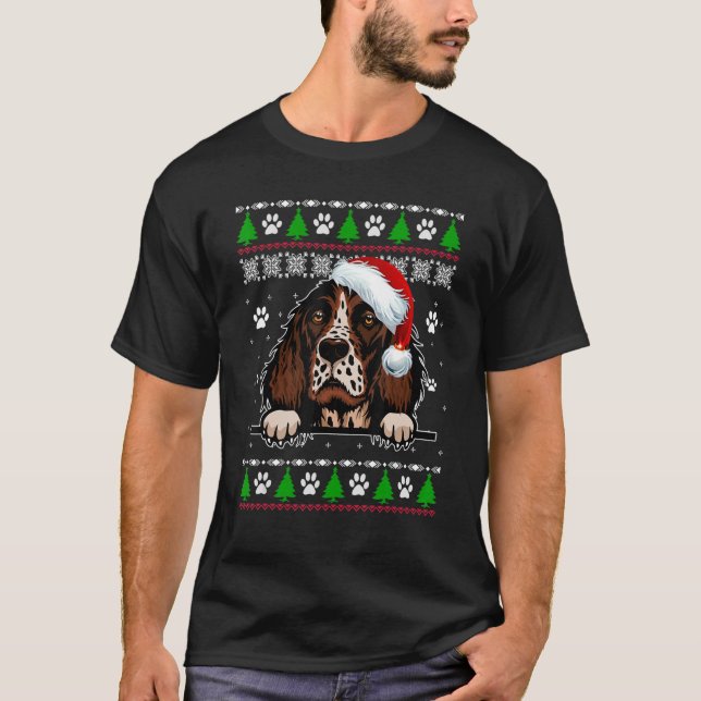 Camiseta English Springer Spaniel Christmas Ugly Sweater Do (Frente)