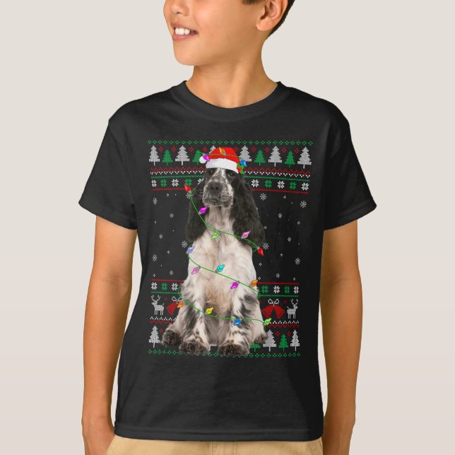 Camiseta English Springer Spaniel Dog Christmas Ugly Sweate (Frente)