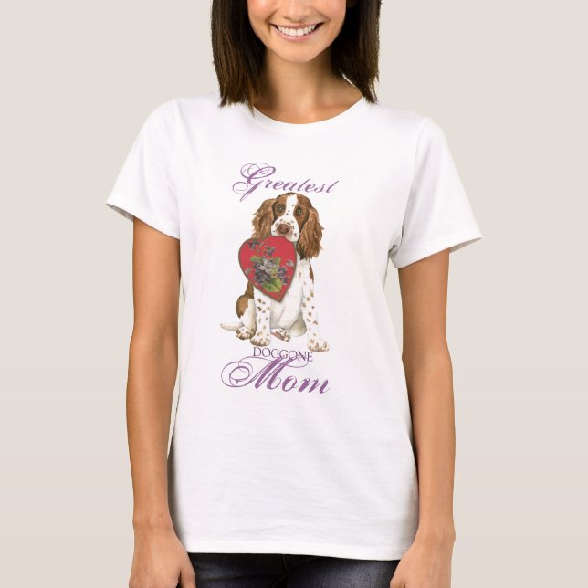 Camiseta English Springer Spaniel Heart Mãe (Frente)