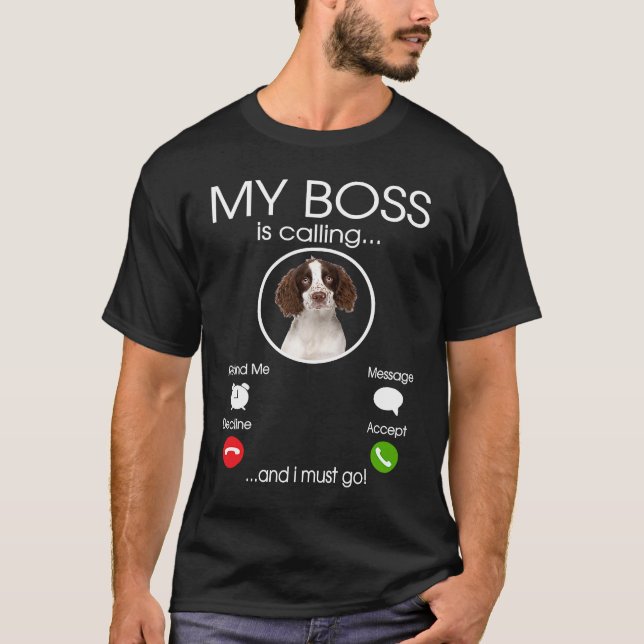Camiseta English Springer Spaniel My Boss (Frente)