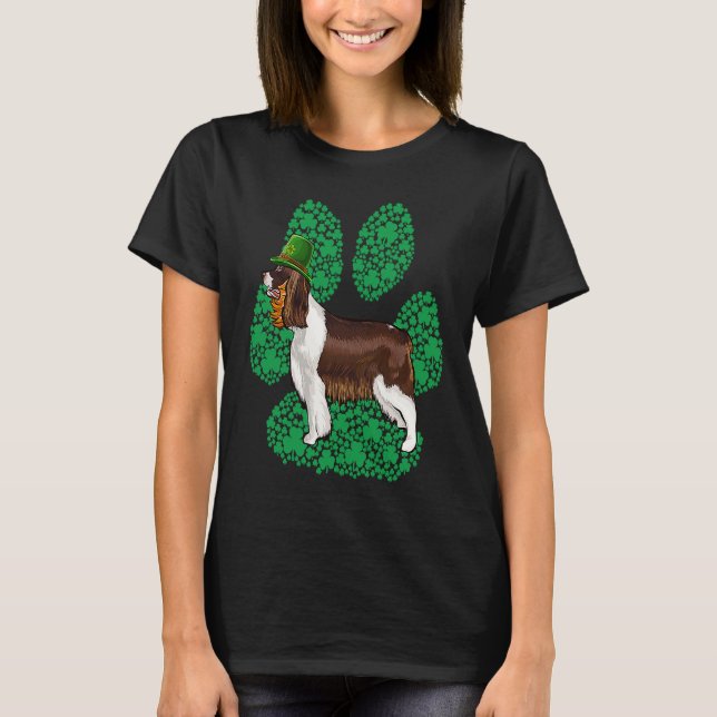 Camiseta English Springer Spaniel St Patricks Day Shamrock  (Frente)