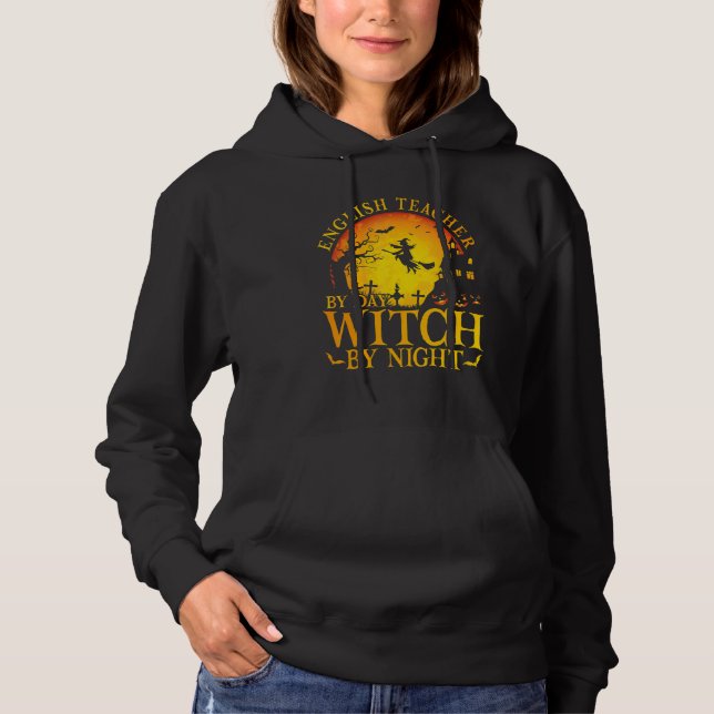 Camiseta English Teacher By Day Witch By Night Halloween Te (Frente)