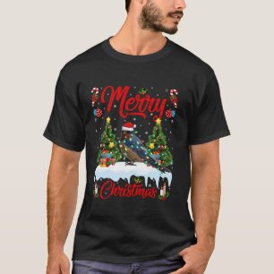Camiseta Engolir Pássaro Merry Christmas Tree Papais noeis