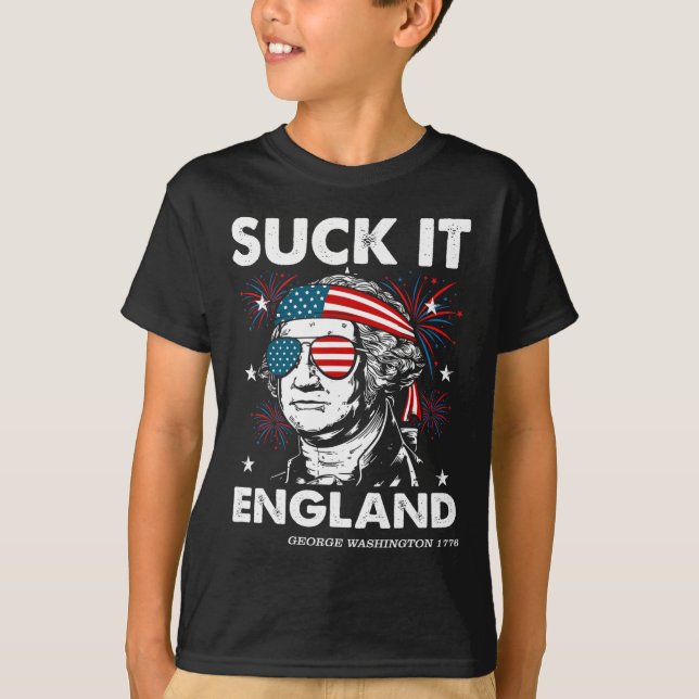 Camiseta Engraçada 4 de Julho Suck-it Inglaterra G (Frente)