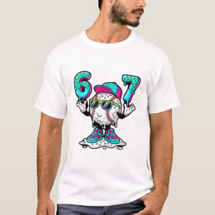 Camiseta engraçada 6 7 Beisebol Sorvete Drip Meme