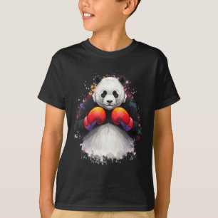 Camiseta Engraçada Arte Por Aquarela Boxando Panda Boxin Co