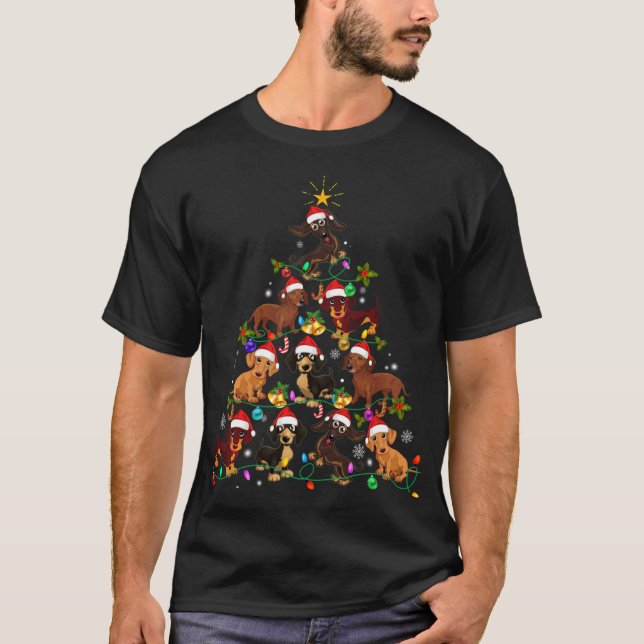 Camiseta Engraçada Árvore de Natal "Pet Dog Lover" (Frente)