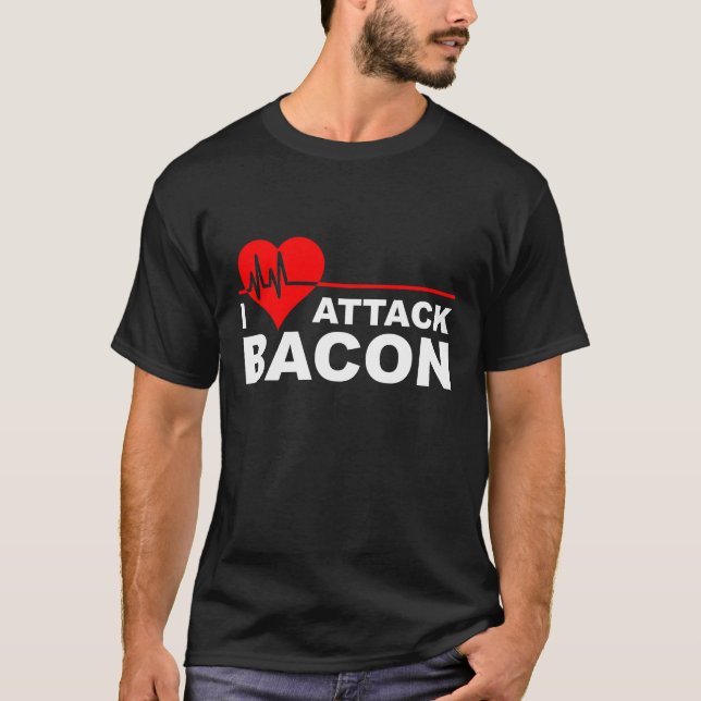 Camiseta engraçada Bacon de ataque cardíaco preta (Frente)