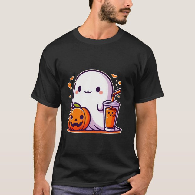 Camiseta Engraçada bebida fantasma de halloween bombinha (Frente)
