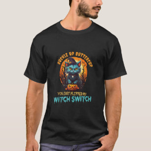 Camiseta Engraçada Brava Bruxa de Gato Fogueira Para Cima